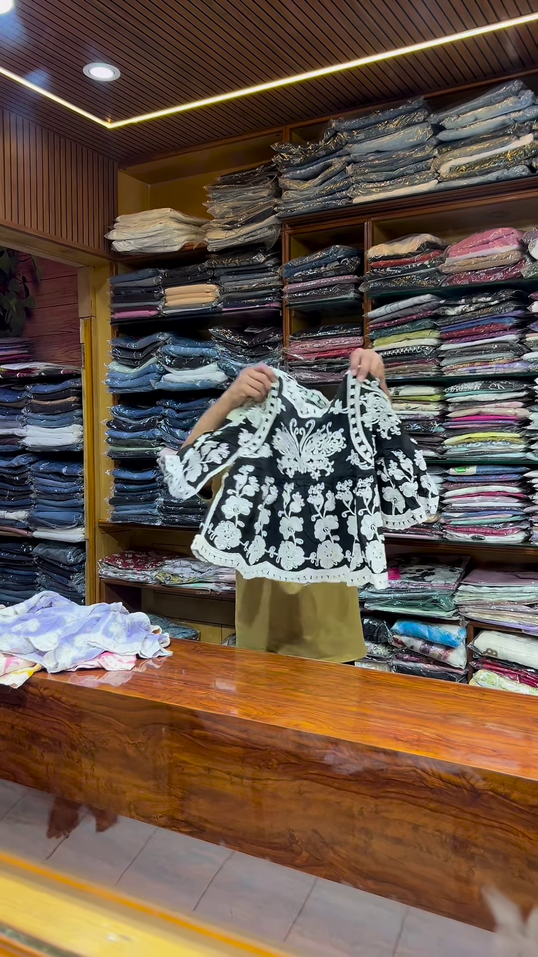 Pink and White Embroidered Long-Sleeve Top with Front Detailing for Women - Image 2