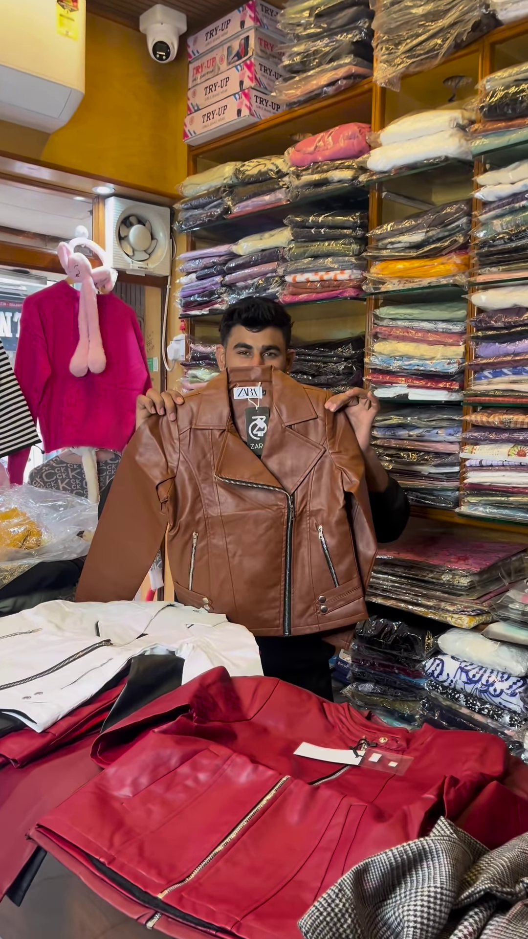 Black and White Checkered Long-Sleeve Jacket with Front Flap Pockets and Button Closure - Image 8