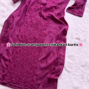 Wine Chikankari Kurti – All-Over Embroidery | Soft & Non-Transparent Fabric | 8 Elegant Colors