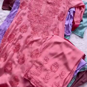 Chikankari Kurti with Matching Pant Set – Soft, Non-Transparent Fabric in 6 Stunning Colors