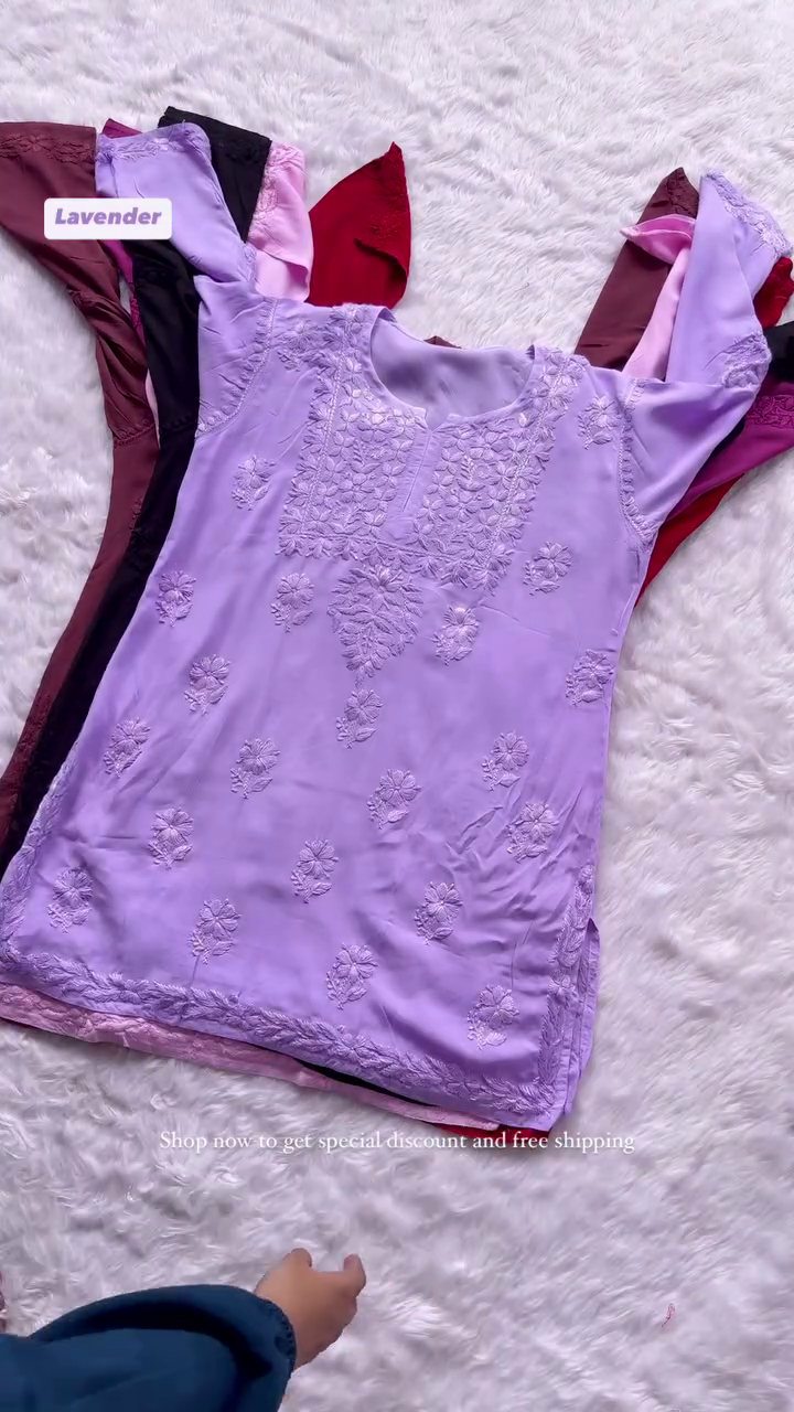 Short Maroon Chikankari Kurti for Women – Elegant Embroidered Cotton in 6 Stylish Colors - Image 5