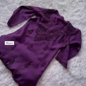 Chikankari Short Kurti in Mauve – New Summer Tops for Office & College (Available in 7 Colors)
