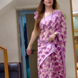Chic Abstract Print Purple Saree – Lightweight & Trendy Daily Wear Drape