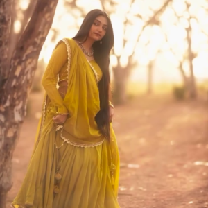 Sunshine Yellow Georgette Sharara Set – Graceful Festive & Haldi Ceremony Outfit