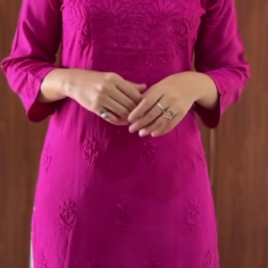 Magenta Short Kurti with Tonal Thread Embroidery – Everyday Elegance in 6 Vibrant Colors