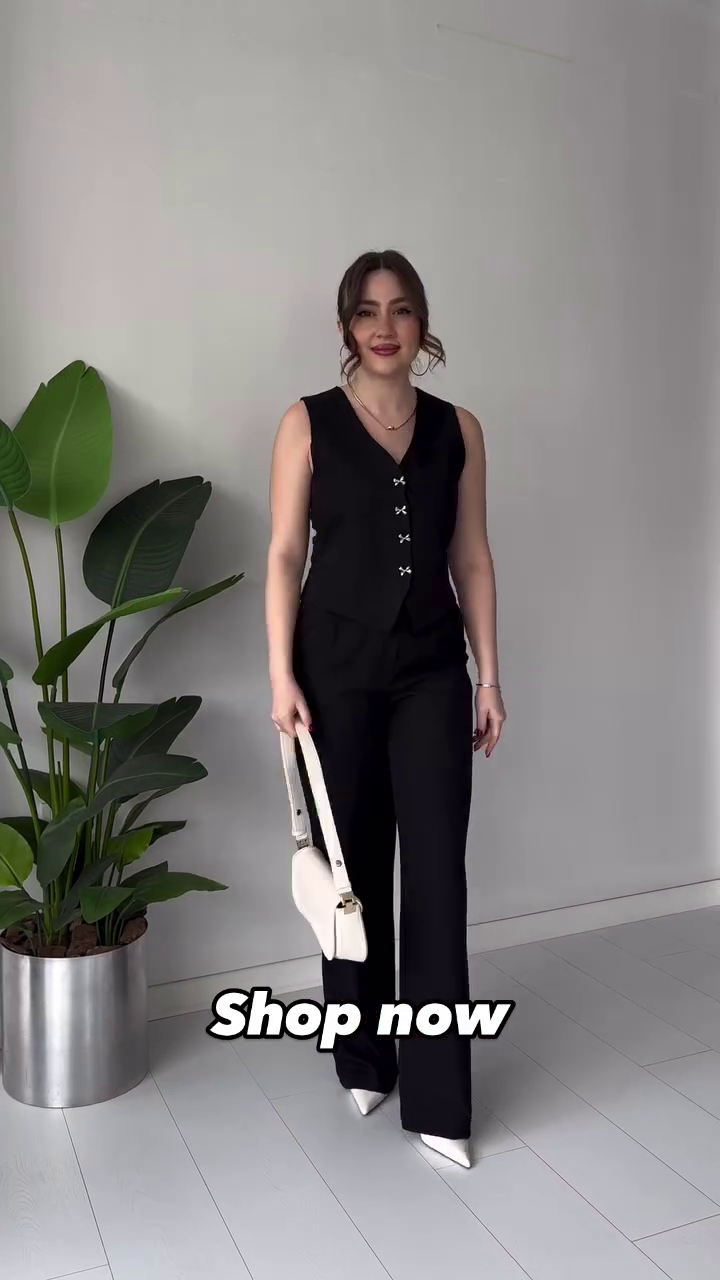 Sleeveless Blue Linen Co-Ord Set with Stylish Bow Buttons – Available in 6 Colors - Image 5