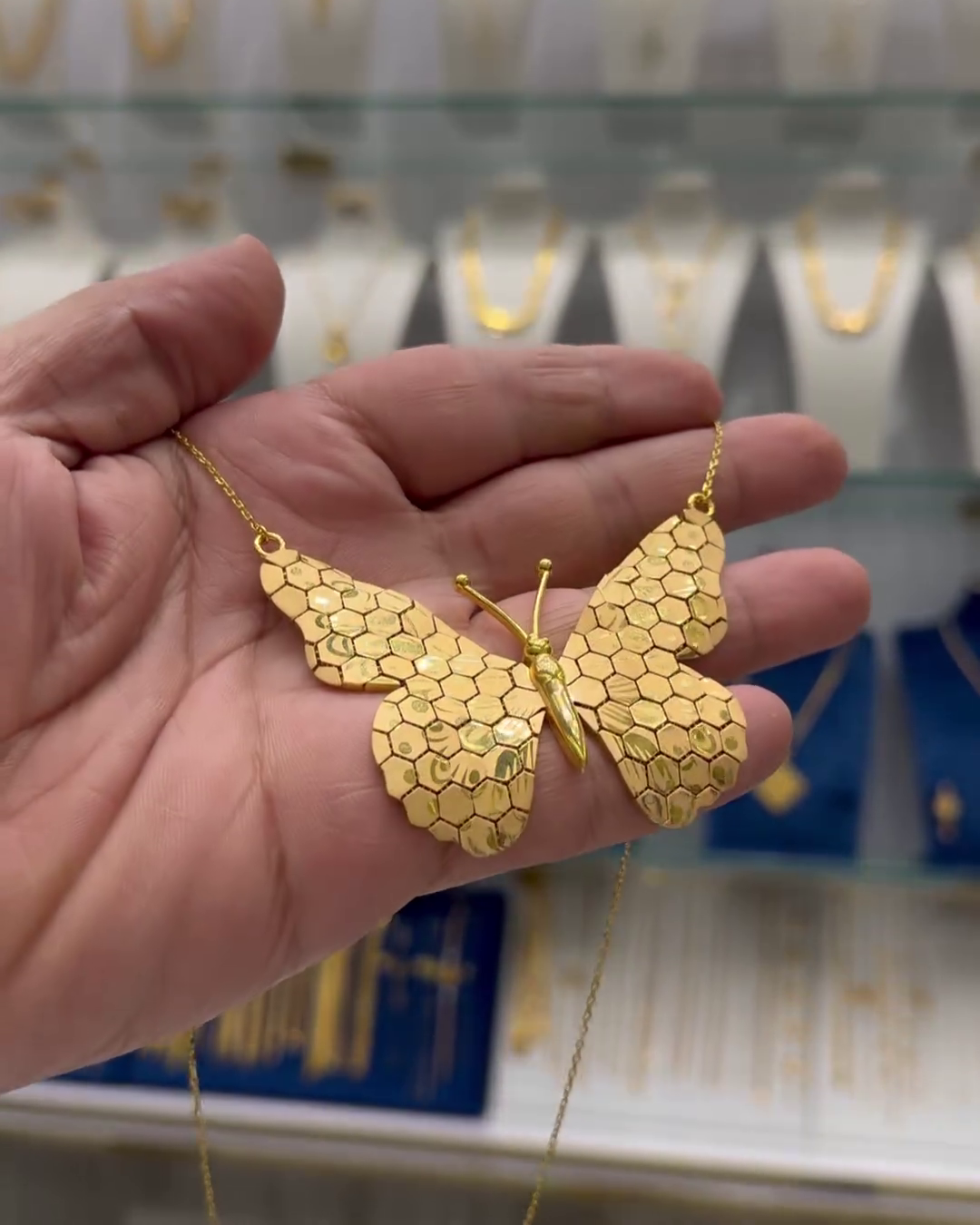 Elegant Butterfly Pendant Necklace – Intricately Designed Gold-Tone Jewelry for Women - Image 2