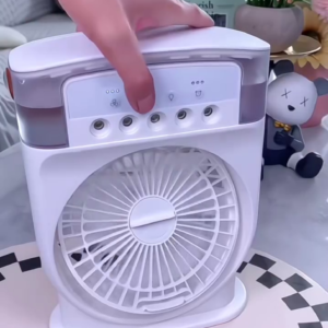 Portable Multi-Function Rechargeable Fan with LED Light & Power Output – Ideal for Home, Office & Travel