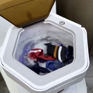 "Compact Portable Mini Washing Machine - Hexagonal Space-Saving Laundry Solution for Apartments, Dorms and RVs"