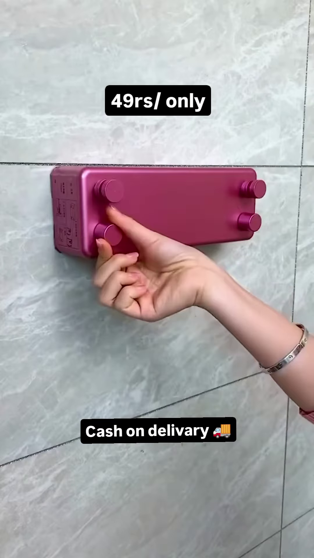 Magenta Wall-Mounted Toiletry Dispenser: Modern Bathroom Organizer for Shampoo and Body Wash - Image 4