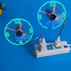Innovative USB Mini Fan with Real-Time LED Clock Display - Flexible Neck