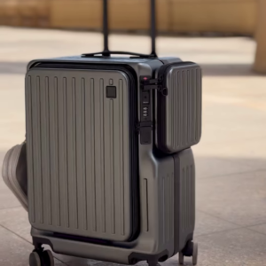 Expandable Carry-On Suitcase with Detachable Compartment and Spinner Wheels