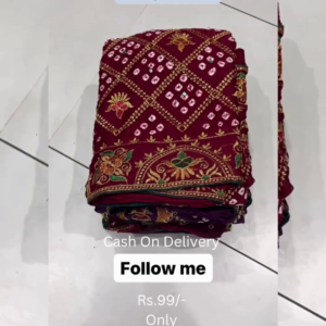 Heritage Wine Bandhani Saree with Ornate Zardosi Borders