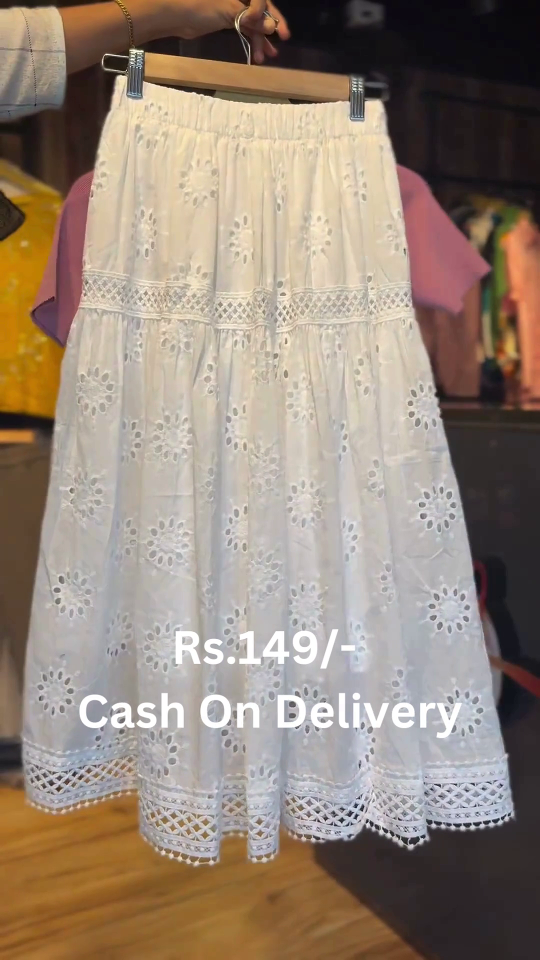 Casual Chic: Mauve Polo Crop Top & Eyelet Midi Skirt - Image 2