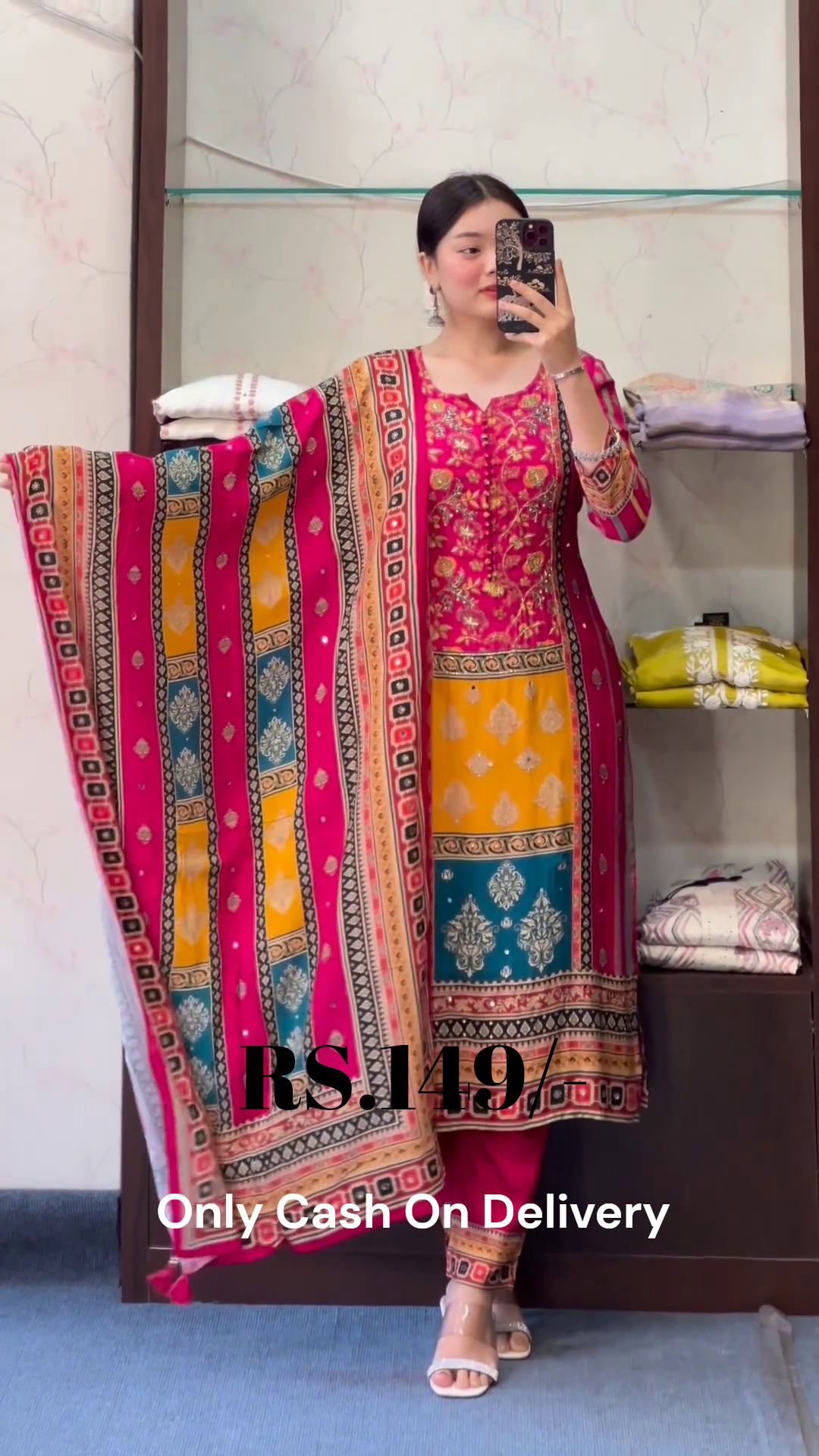 Royal Magenta Multi-Color Printed Suit Set - Image 2