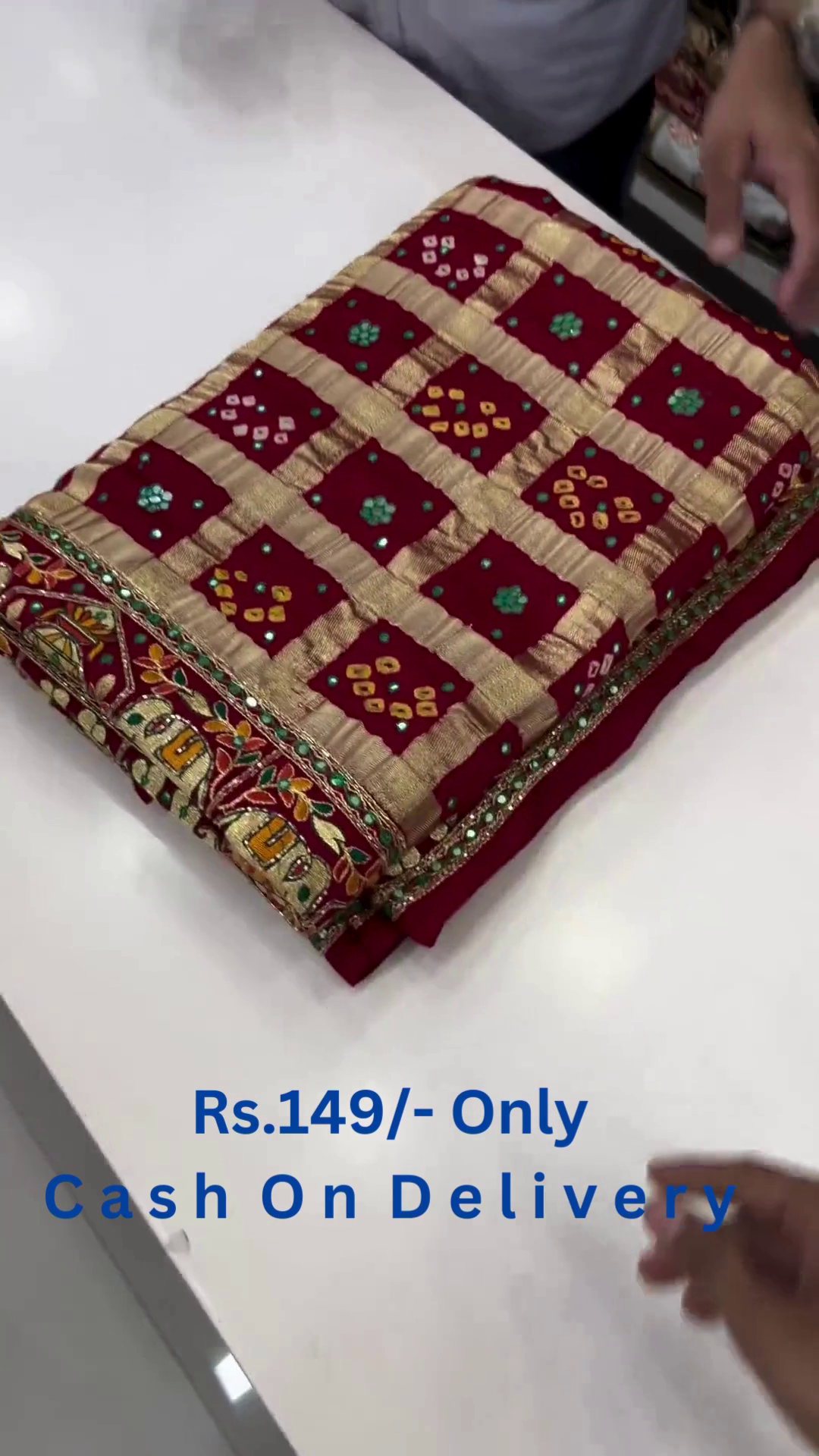 Heritage Maroon Bandhani Silk Saree - Image 2