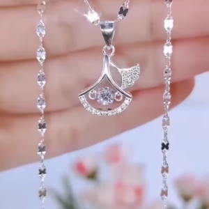 Elegant 925 Sterling Silver Necklace with Sparkling Cubic Zirconia Pendant - Delicate Women's Jewelry