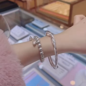 Elegant 925 Sterling Silver Layered Bracelet Set with Textured and Beaded Designs