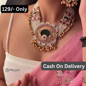 Intricate Gold-Toned Necklace and Earrings Set with Kundan and Gemstone Accents - Traditional Indian Jewelry