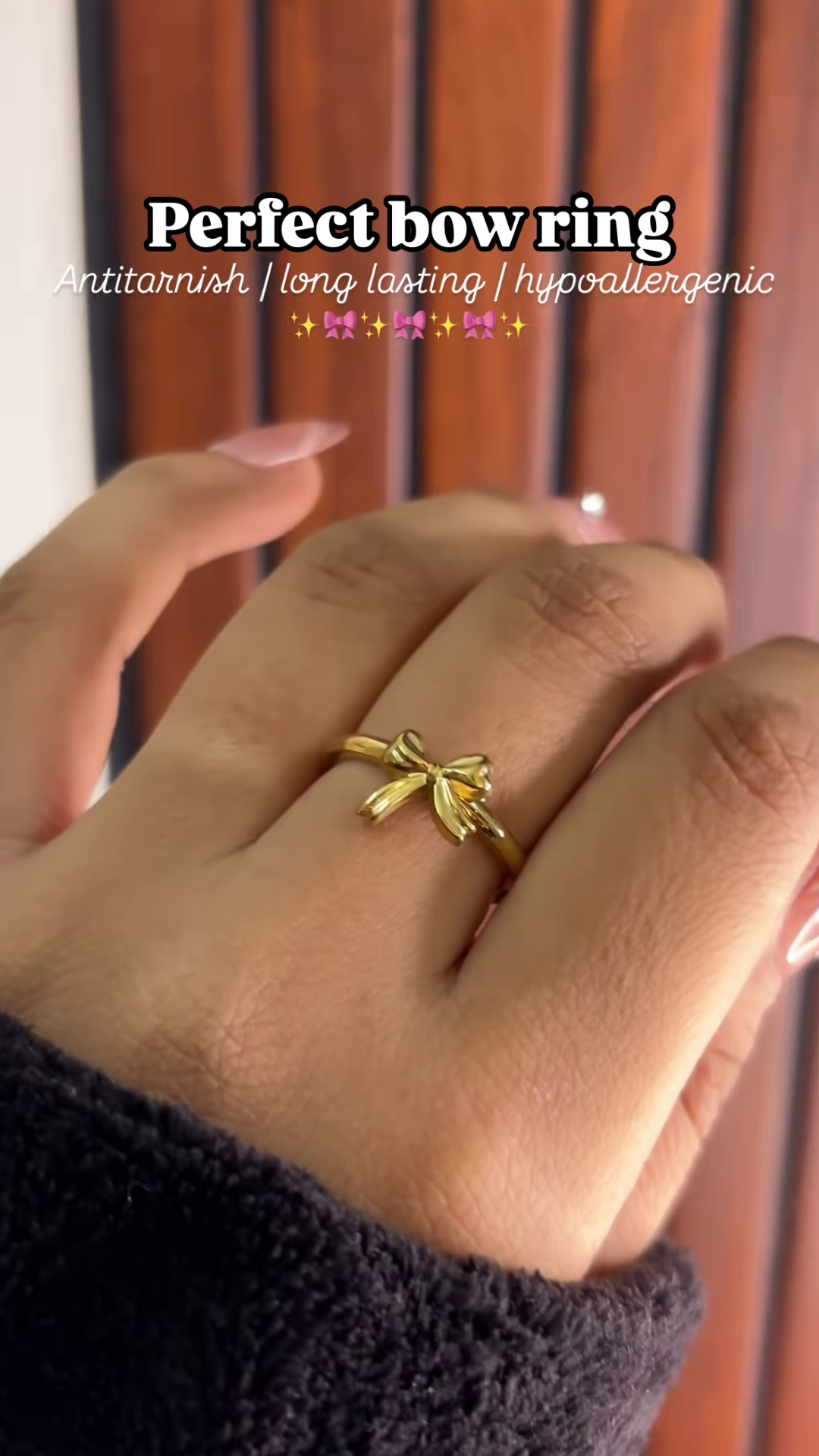 Elegant Gold-Toned Bow Ring - Anti-Tarnish, Long-Lasting, Hypoallergenic