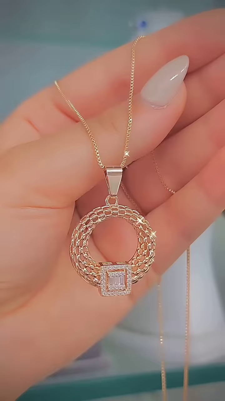 Elegant Rose Gold-Toned Double Heart Necklace with Sparkling Accents - Image 9
