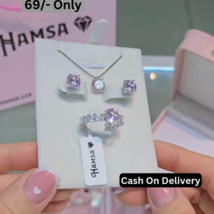 Elegant Silver-Toned Jewelry Set with Sparkling Cubic Zirconia - Necklace, Earrings, Ring