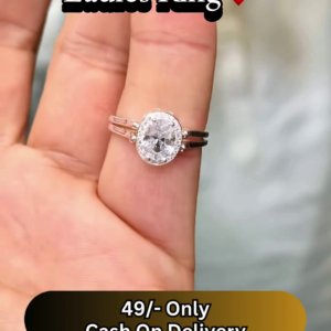 Elegant 2-in-1 Oval Cut Cubic Zirconia Solitaire Ring with Halo