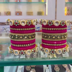 Rajwadi Bridal Chura Set with Intricate Zardozi and Kundan Work