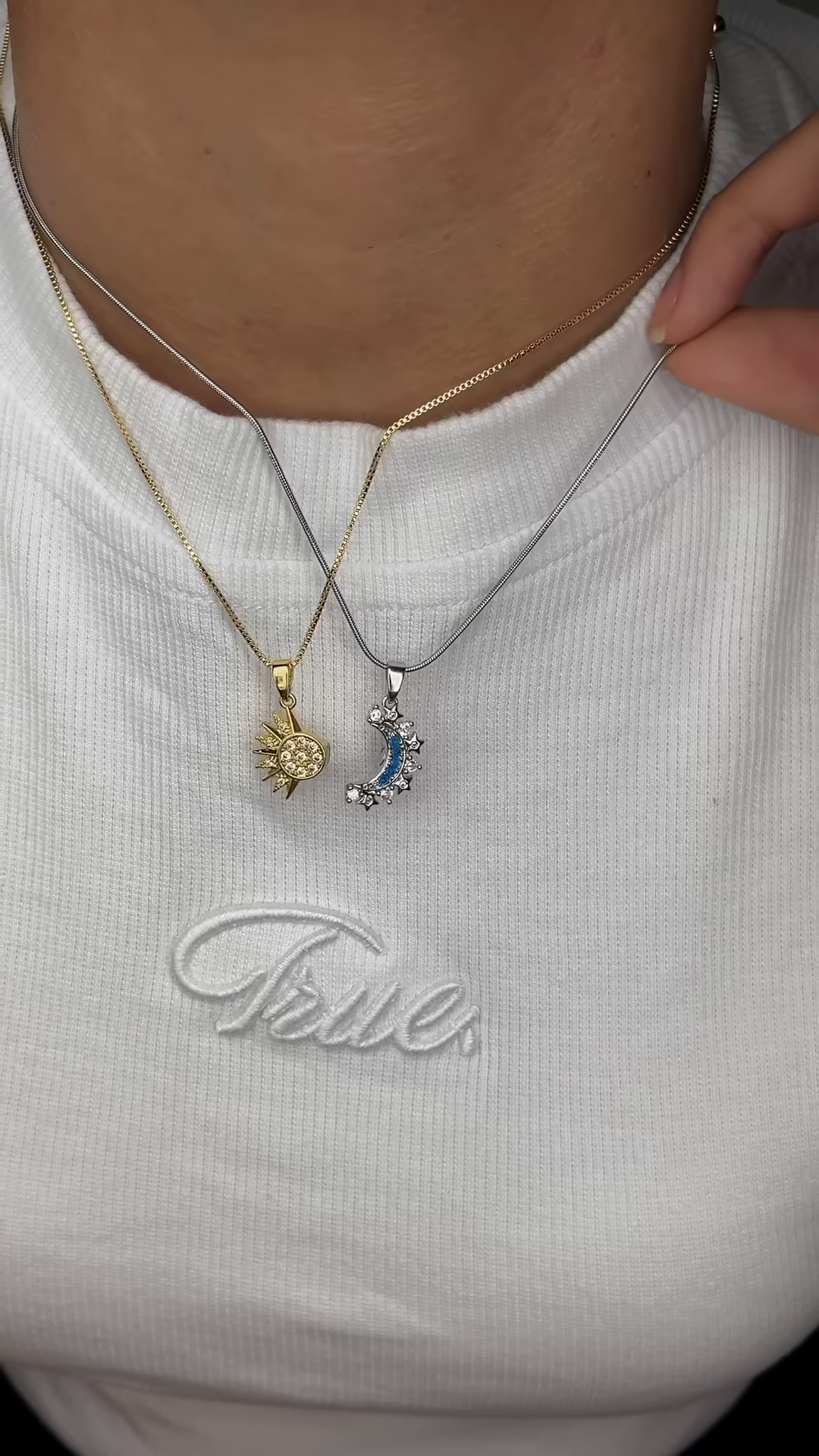 Celestial Sun and Moon Necklace Set - Mismatched Metal Layered Pendants