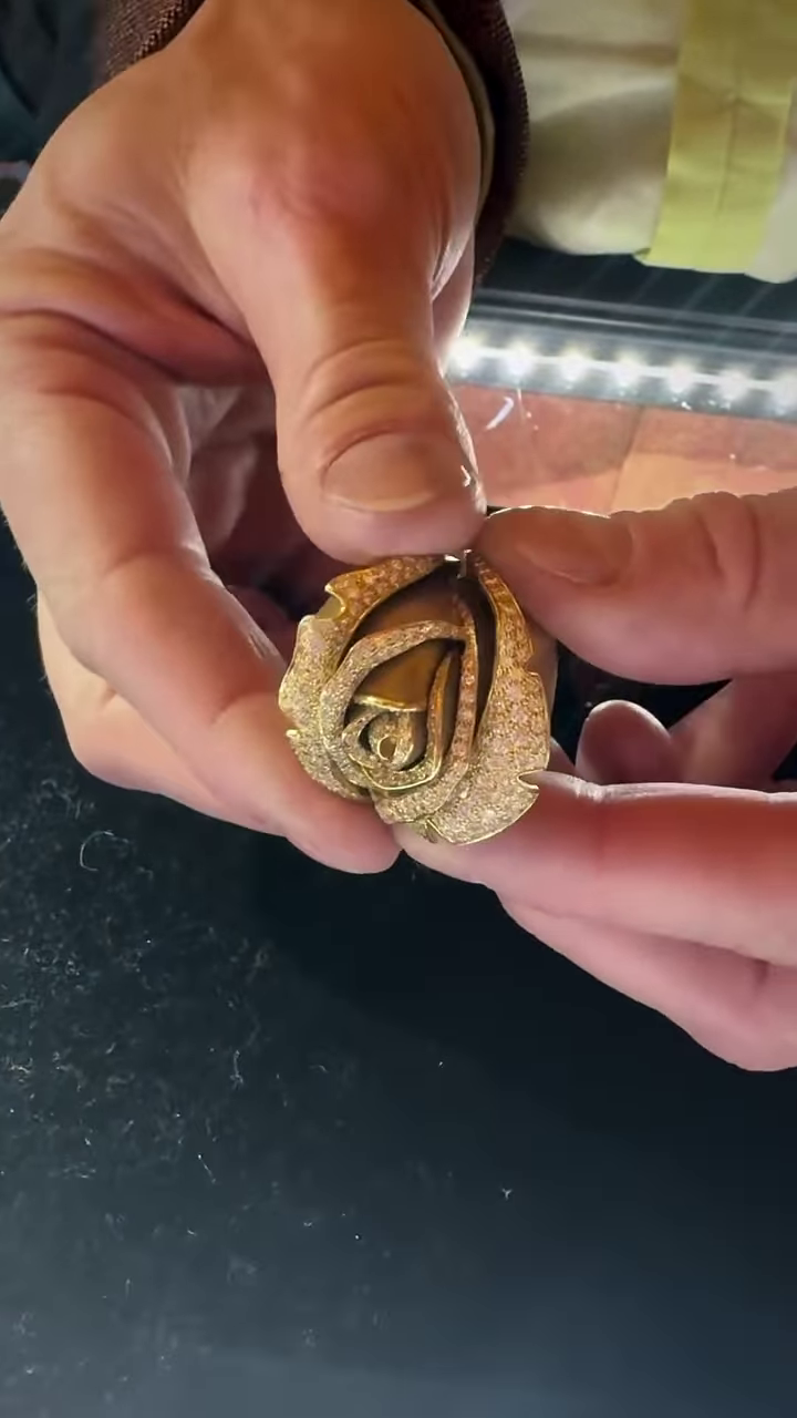 Bold Gold-Toned Sculptural Jewelry Set: Abstract Pendant Necklace and Statement Ring with Crystal Accents - Image 2