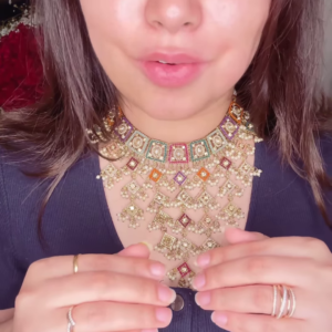 Stunning Kundan Necklace Set with Intricate Gemstone Detailing and Pearl Drops