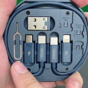 Compact Multi-Connector Charging Cable Organizer with SIM Card Storage