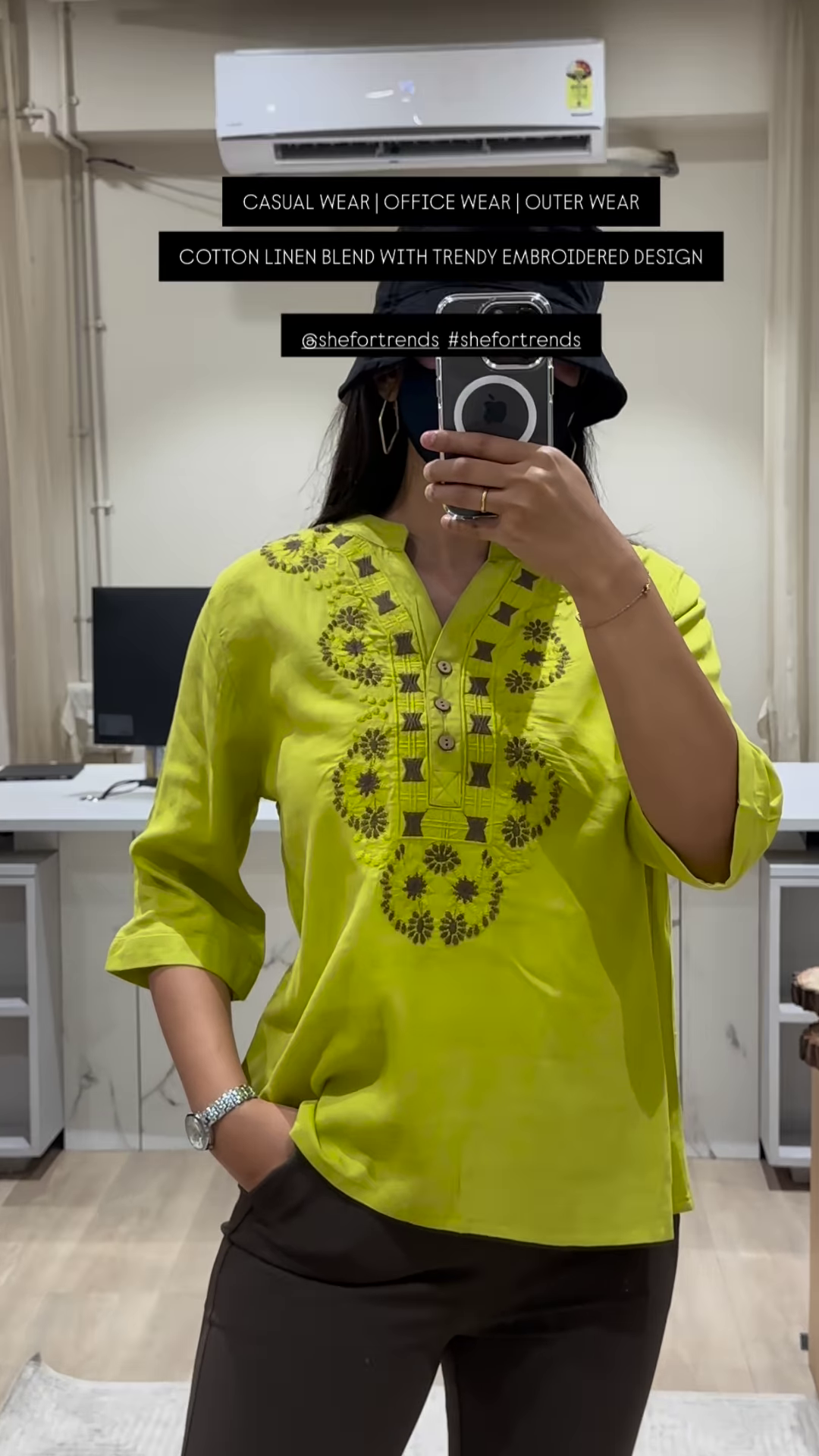 Trendy Embroidered Cotton Linen Blend Top for Casual, Office, and Outer Wear - Image 2