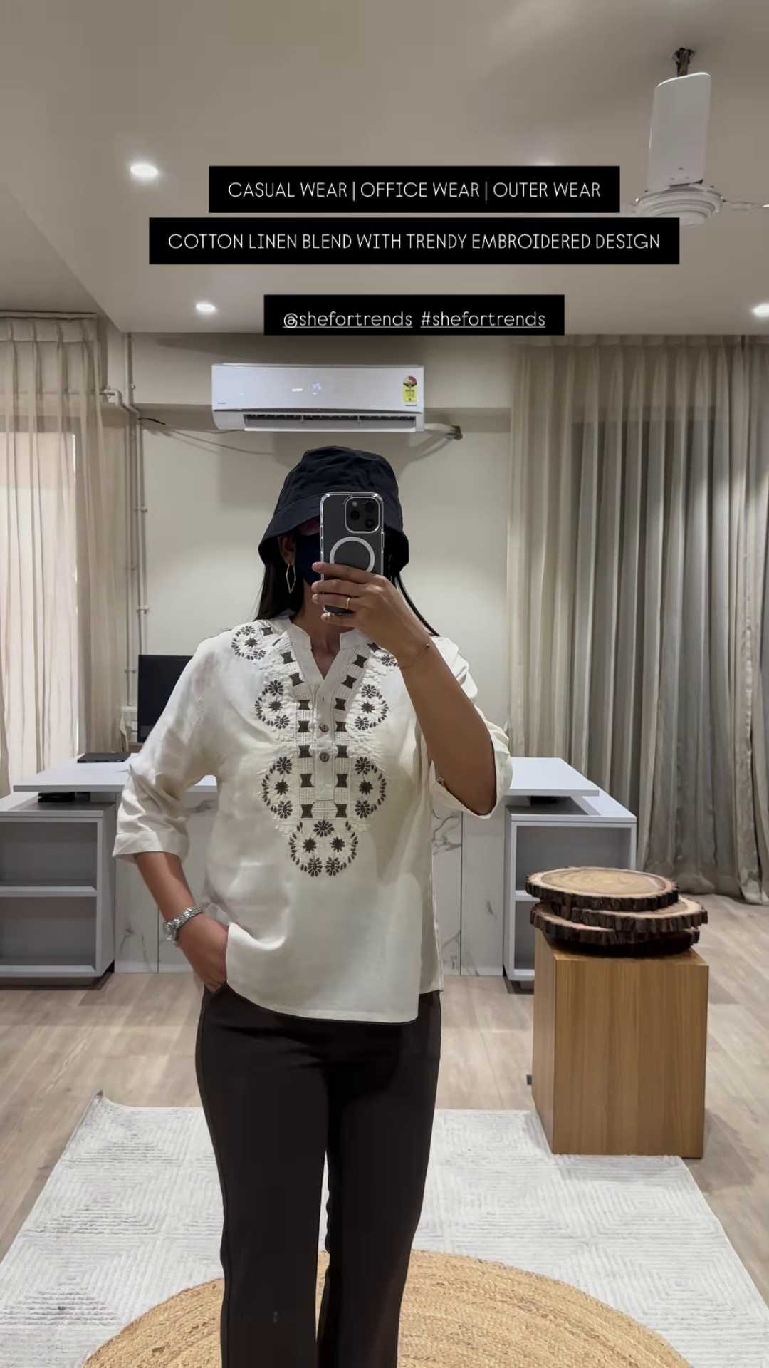 Trendy Embroidered Cotton Linen Blend Top for Casual, Office, and Outer Wear - Image 5