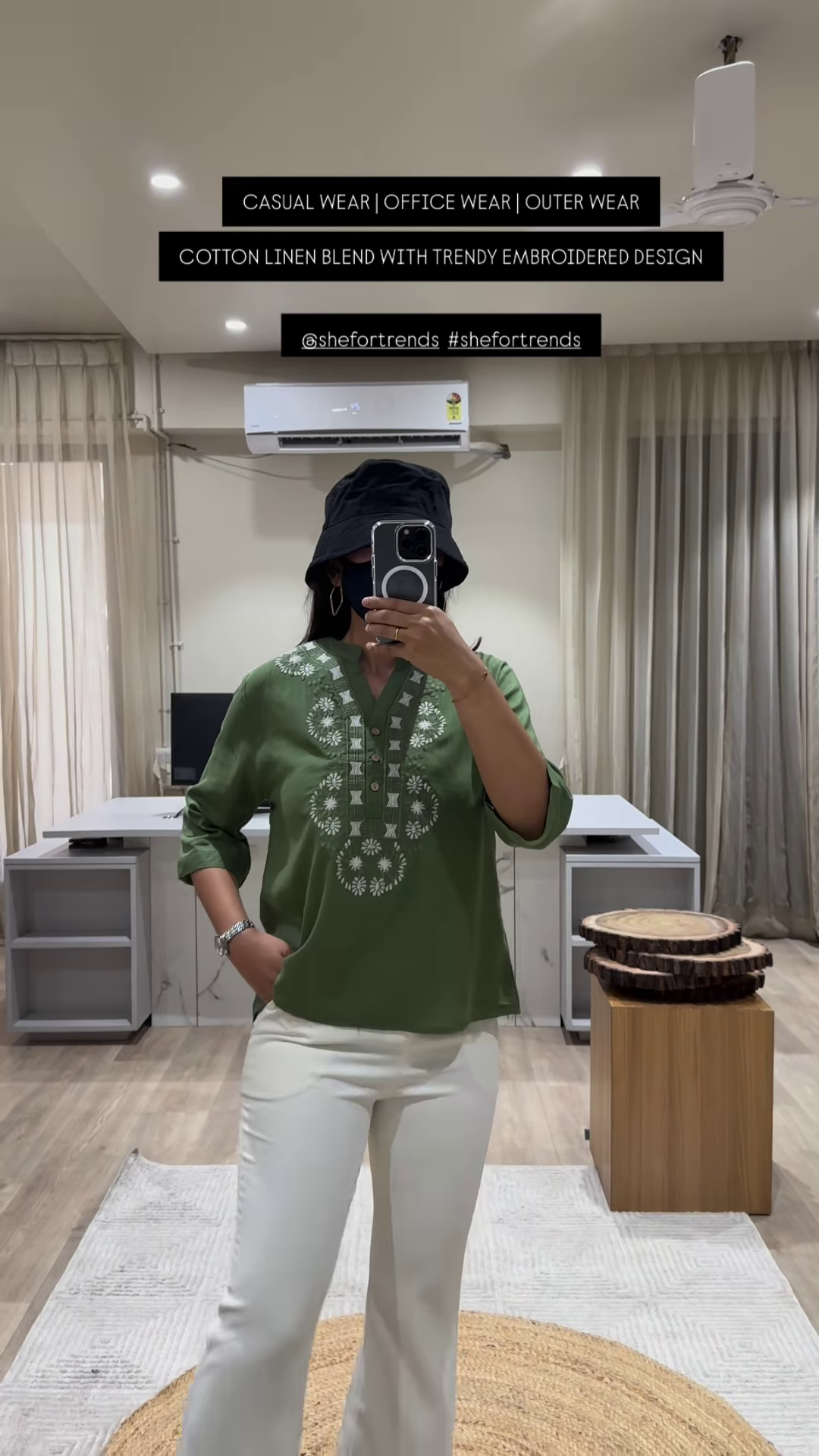 Trendy Embroidered Cotton Linen Blend Top for Casual, Office, and Outer Wear - Image 4