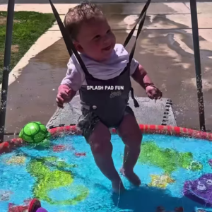 Outdoor Baby Bouncer Swing with Inflatable Water Splash Pad