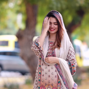 Elegant Printed Kurti with Mirror Embellishments and Coordinating Palazzo Pants