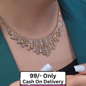 Elegant Gold-Plated Geometric Statement Necklace for Women – Modern Party Wear Jewelry