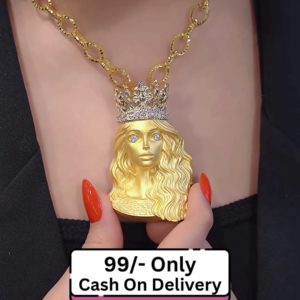 Majestic Queen Pendant Gold Chain Necklace – Royal Look Fashion Jewelry for Women & Girls