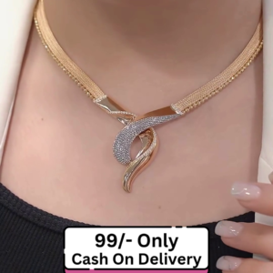 Elegant Dual-Tone Designer Pendant Necklace for Women – Gold & Silver Plated Choker Chain for Party, Office & Daily Wear