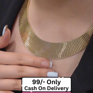Bold Gold-Plated Statement Collar Necklace for Women – Stylish Modern Choker Design for Parties, Weddings & Office Wear
