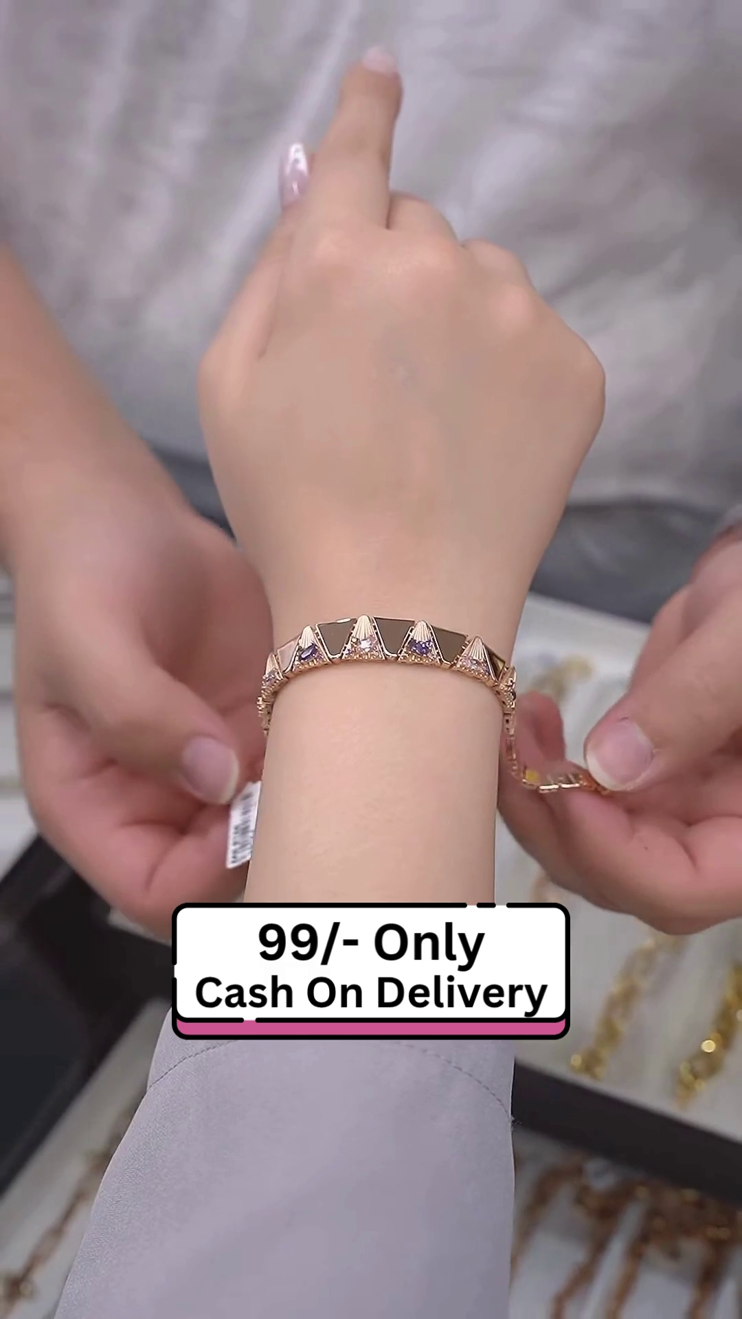 Rose Gold Plated Geometric Necklace & Earrings Set for Women – Stylish Blue Stone Jewelry for Parties & Formal Wear - Image 3