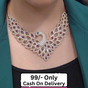 Exquisite Peacock Design Necklace with Colorful Gemstone Accents