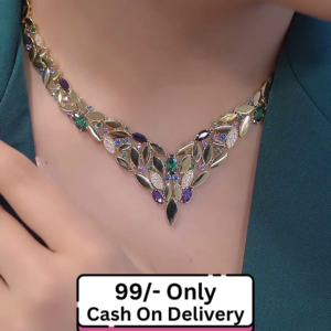 Stunning Emerald Green and Clear Gemstone Drop Necklace Set