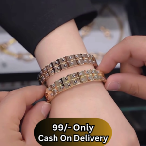 old Gold-Toned Square Link Bracelet with Studded Detail