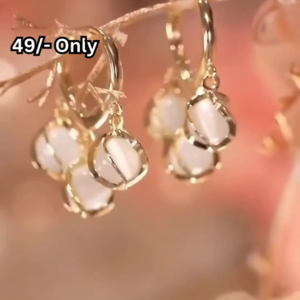 Elegant Gold-Toned Drop Earrings with Opaque Orb Design