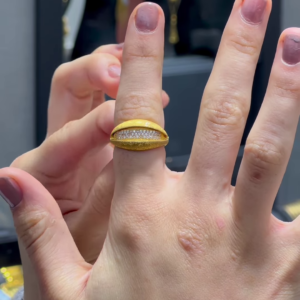 Unique Gold-Toned Almond-Shaped Statement Ring