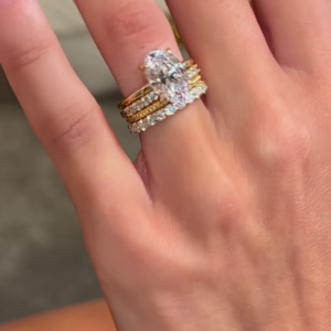 Elegant Gold-Toned Oval Ring Set with Stackable Bands