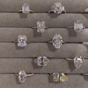 Artisan Gold-Toned Kite-Cut Salt & Pepper Diamond Ring with Baguette Accents