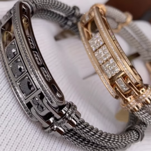 Luxurious Two-Tone Cable Bracelets with Diamond Accents and Distinctive Metalwork